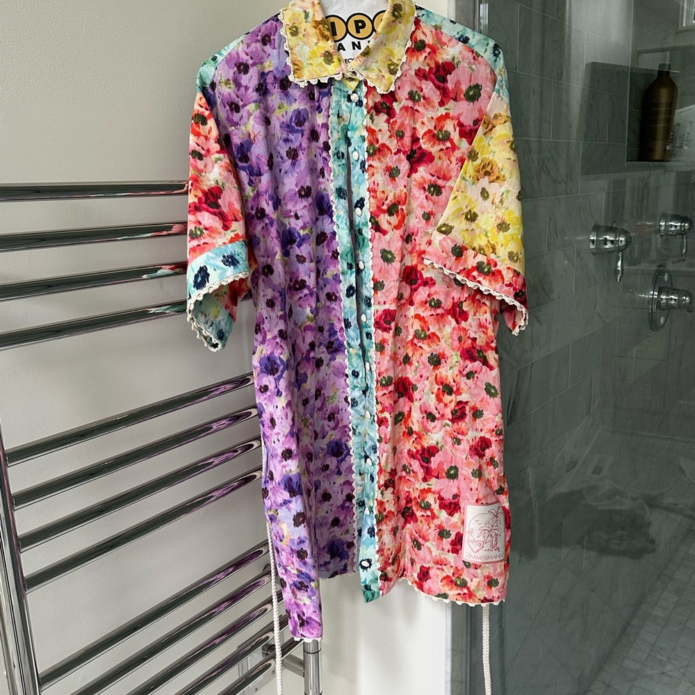 Zimmermann Purple and Yellow Casual Button Down dress. Worn twice. Dry cleaned.